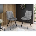 Ensemble de 2 chaises matelassées en tissu gris