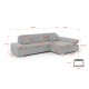 Canapé d'angle design ALRU - MALWU avec accoudoirs réglables. Tissu beige, noir ou gris foncé